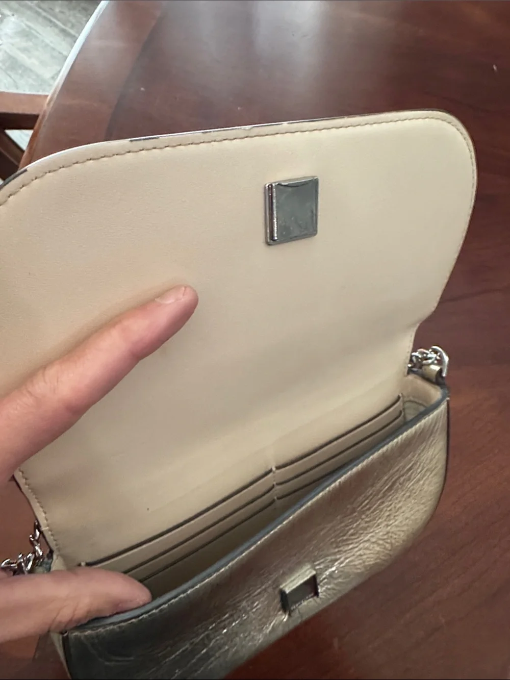Tory Burch Metallic Champagne Gold Chain Crossbody Bag